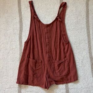 Forever 21 brick red linen blend romper